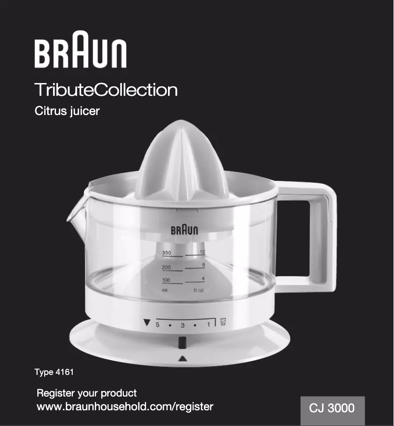 Page n°1 - Manuel utilisateur Braun TributeCollection Citrus juicer CJ 3000