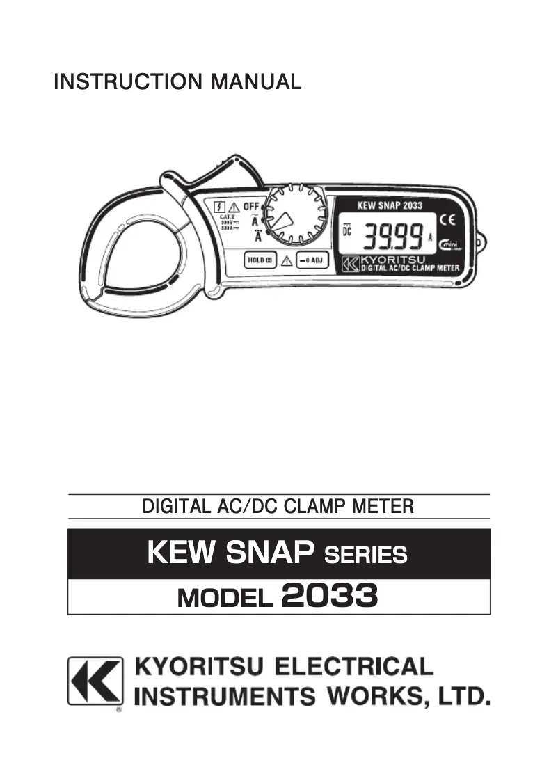 Page 1 de la notice Manuel utilisateur Kyoritsu KEW Snap 2033