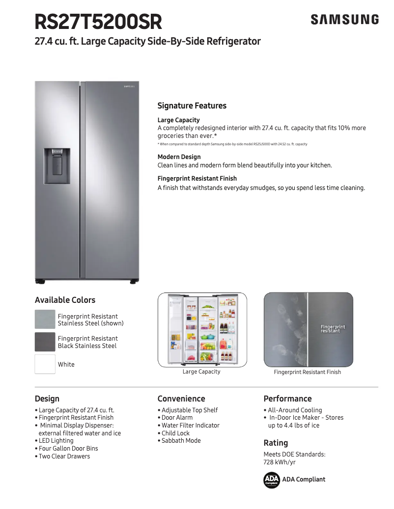 Image de la première page du manuel de l'appareil RS27T5200SG