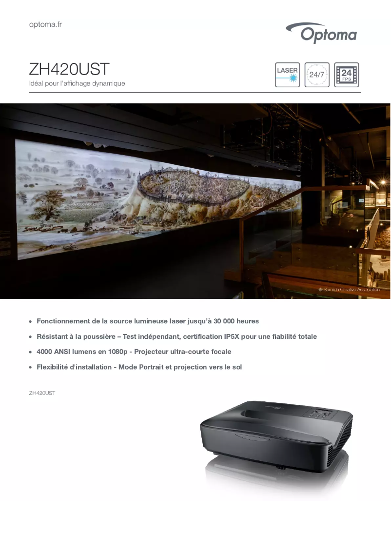 Page n°1 - Fiche technique Optoma ZH420UST