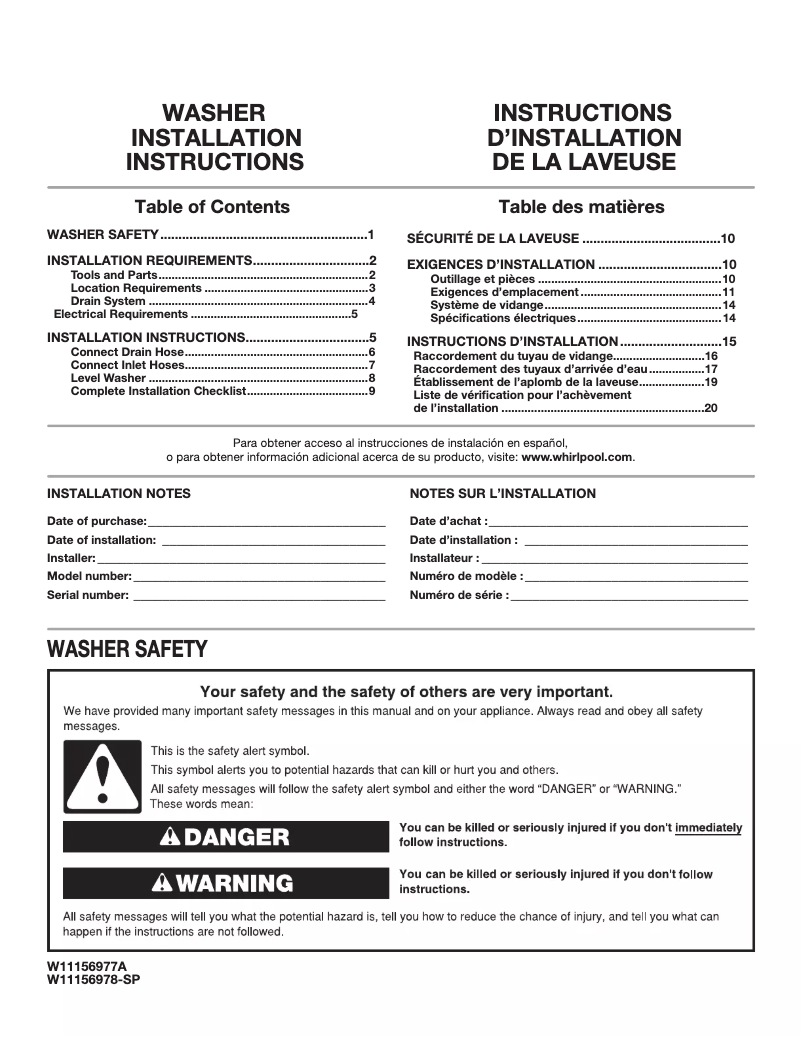 Page n°1 - Guide d'installation Maytag MALAUMED6630HC