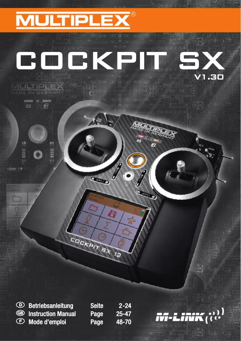 Image de la première page du manuel de l'appareil COCKPIT SX 12 M-LINK