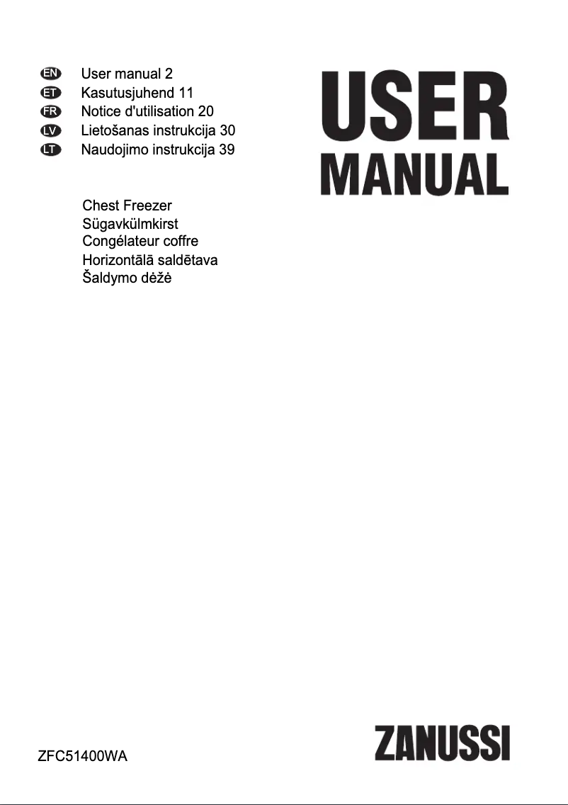 Page n°1 - Manuel utilisateur Zanussi ZFC51400
