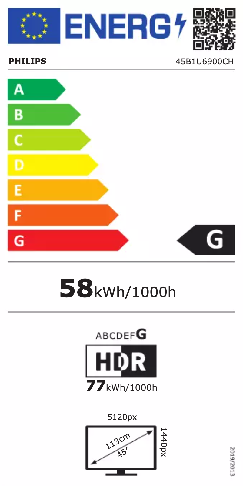 Page 1 of the manual Energy Label Philips 45B1U6900C