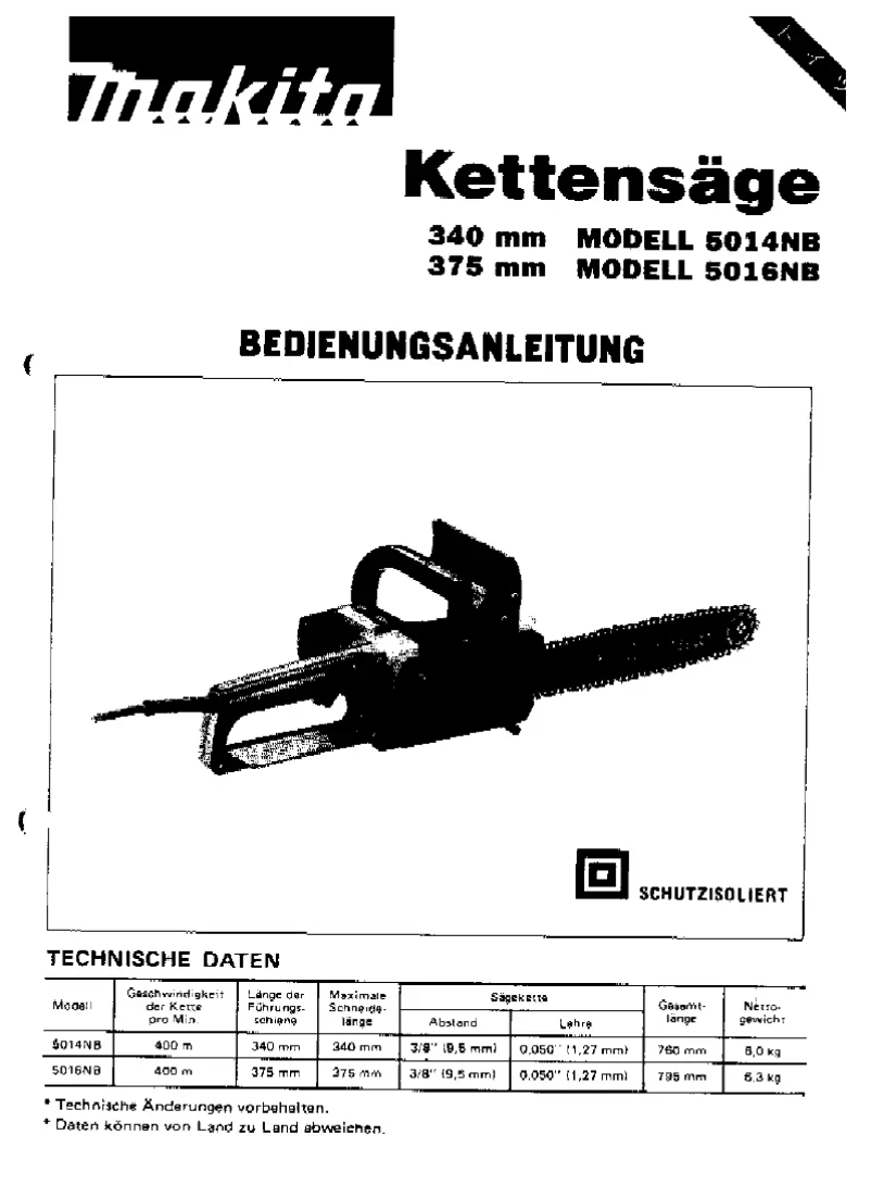 Page n°1 - Manuel utilisateur Makita 5014NB