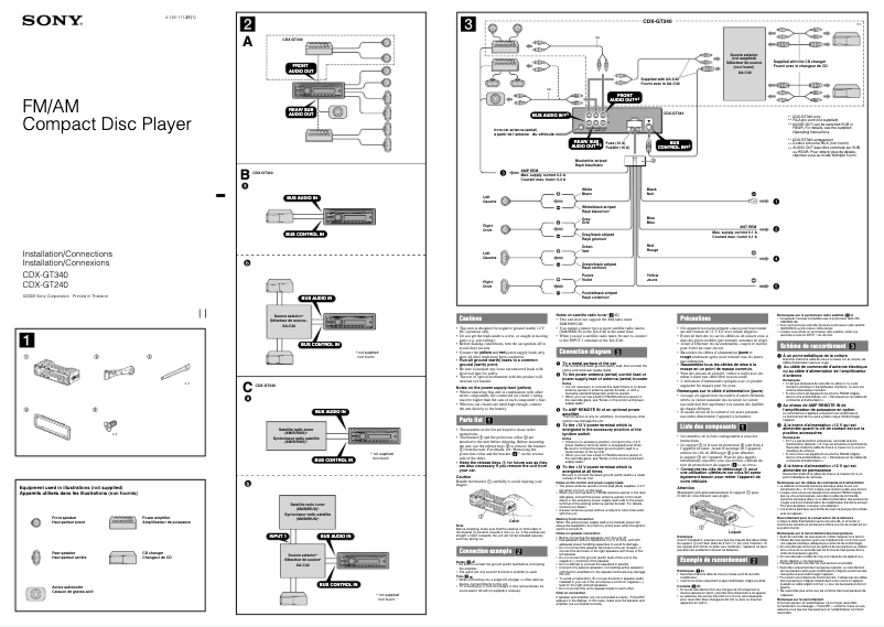 Página 1 del manual Guía de instalación Sony CDX-GT340