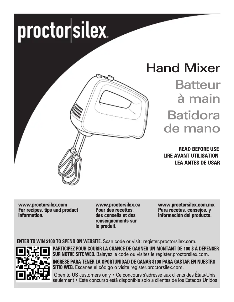 Page 1 de la notice Manuel utilisateur Proctor Silex 62501