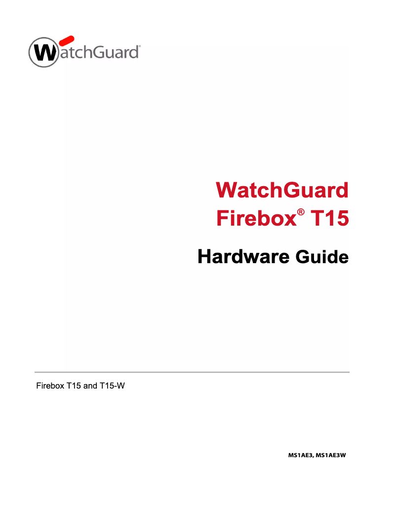 Page 1 de la notice Manuel utilisateur WatchGuard Firebox T15 NFR