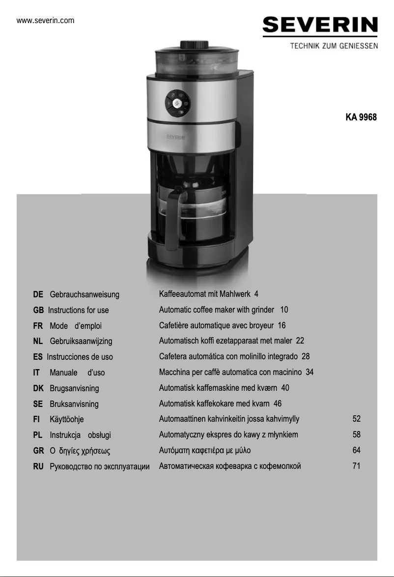 Image de la première page du manuel de l'appareil KA 9968
