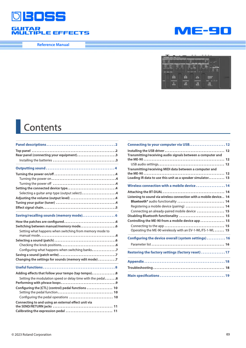 Page n°1 - Manuel utilisateur Boss ME-90