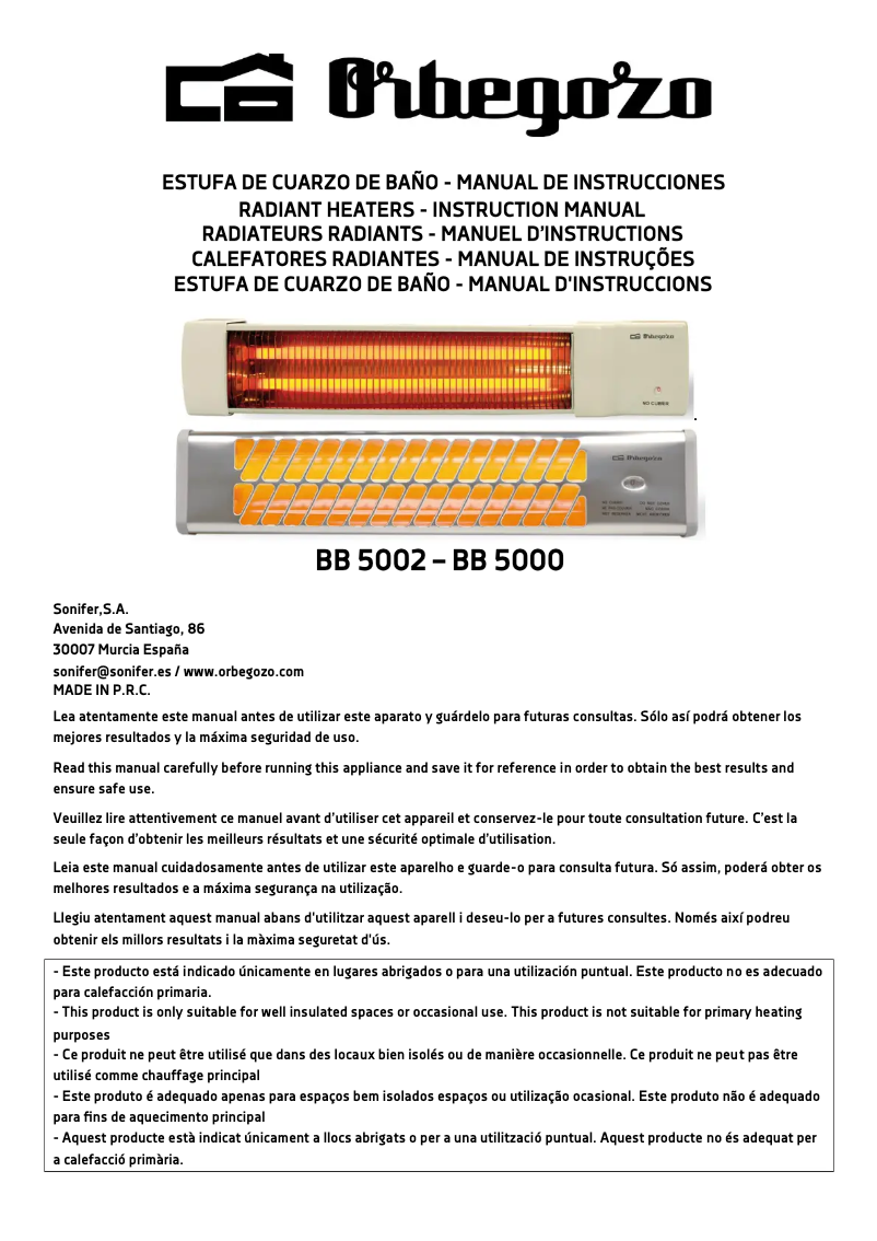 Page 1 de la notice Manuel utilisateur Orbegozo BB 5002