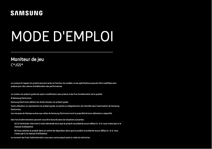Page 1 de la notice Manuel utilisateur Samsung LC27JG50QQU