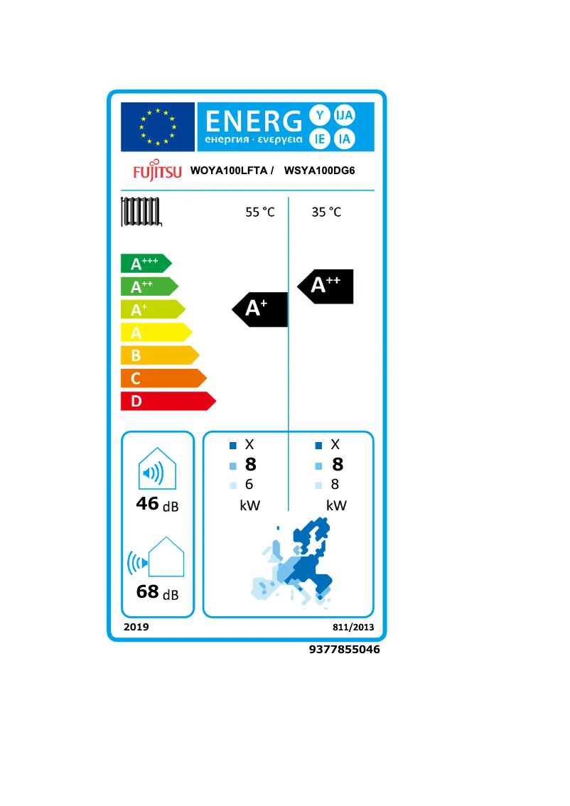 Page n°1 - Label énergétique Fujitsu Waterstage WSYA100DG6