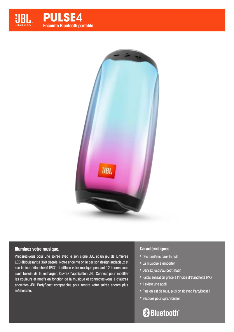 Page 1 de la notice Manuel utilisateur JBL Pulse 4