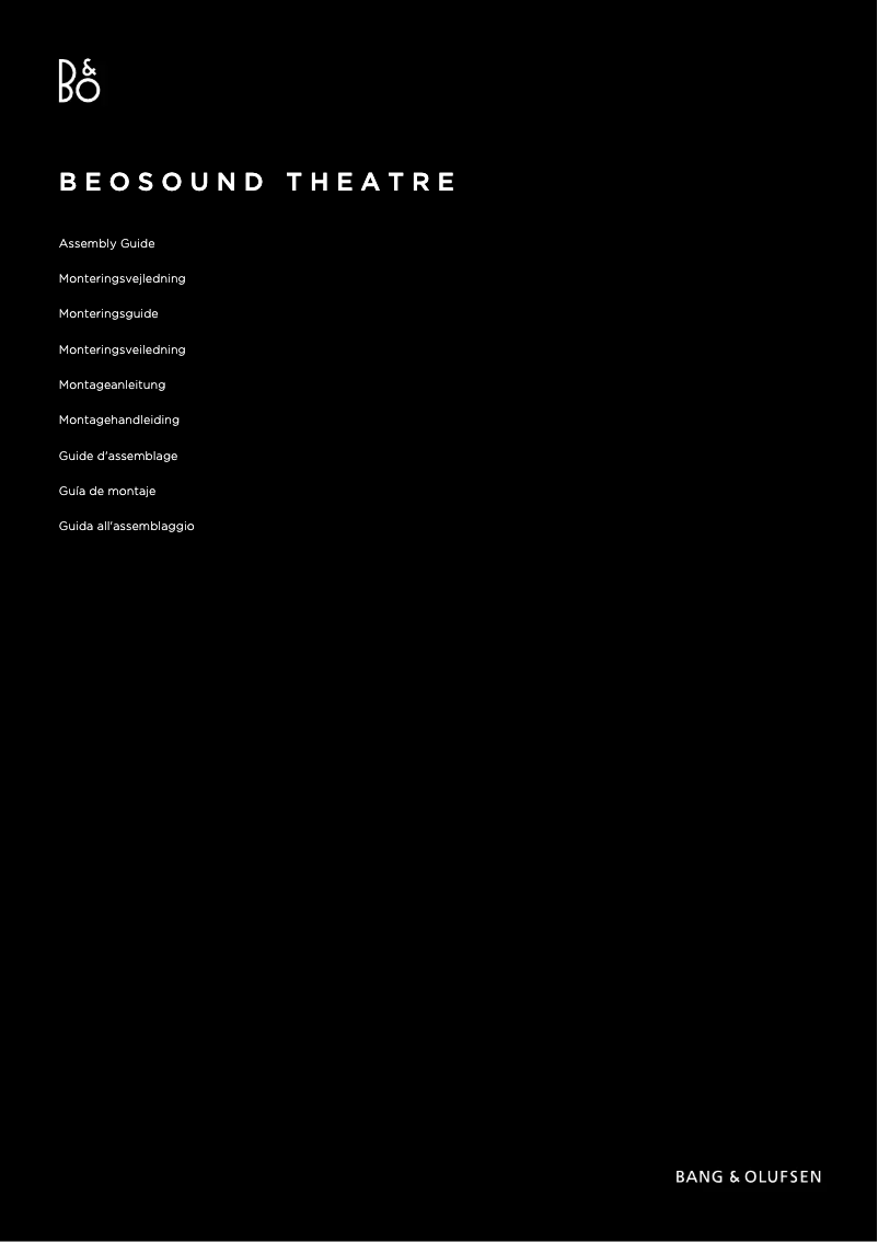 Página 1 del manual Guía de instalación Bang & Olufsen Beovision Theatre