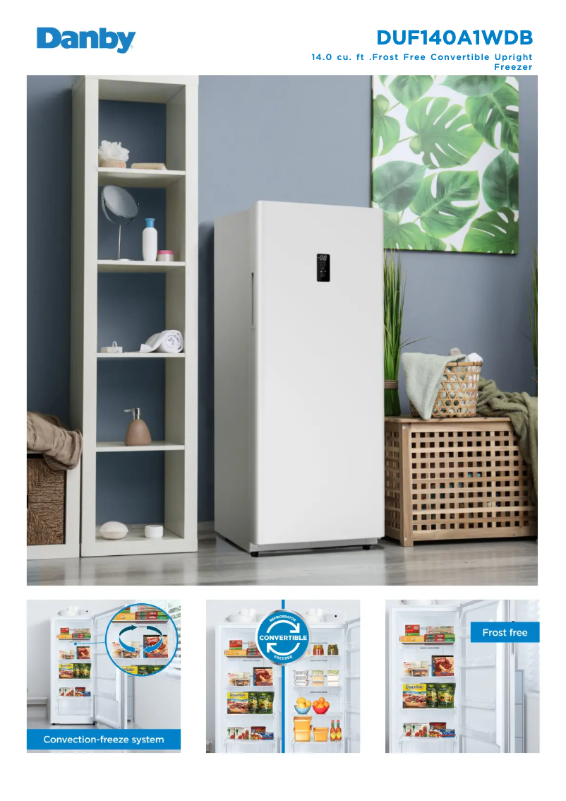 Page 1 de la notice Fiche technique Danby DUF140A1WDB