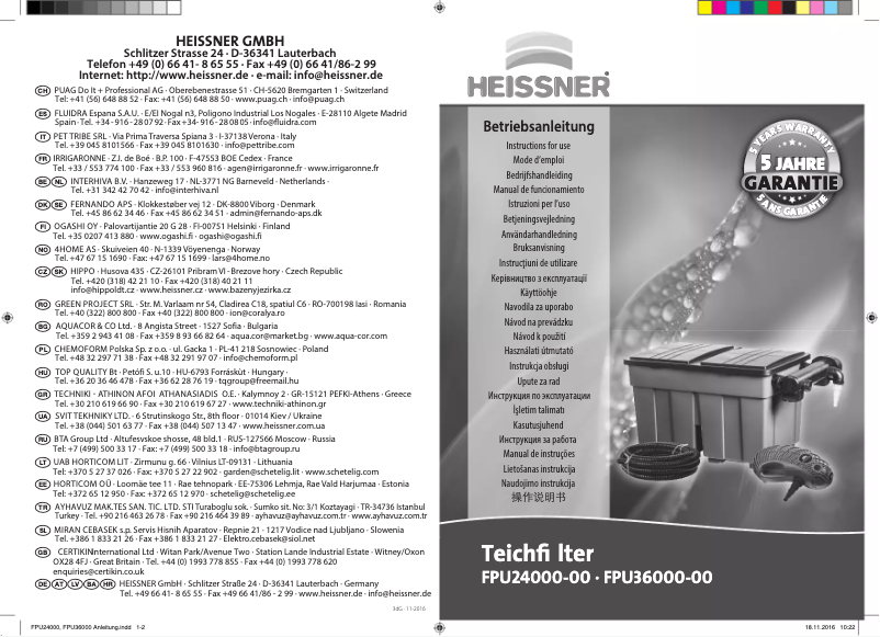 Page n°1 - Manuel utilisateur Heissner FPU24000-00