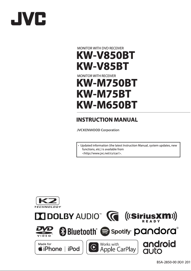 Page 1 de la notice Manuel utilisateur JVC KW-M75BT