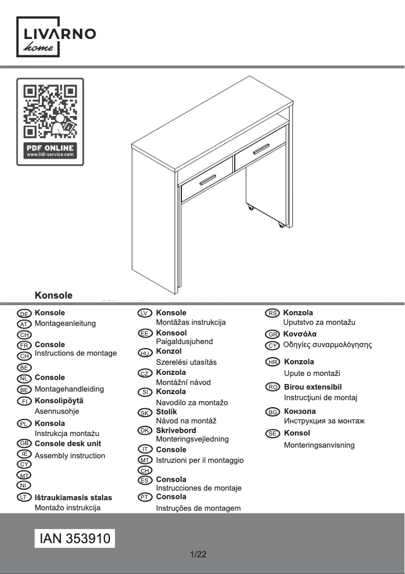 Page 1 de la notice Manuel utilisateur Livarno Lux IAN 353910