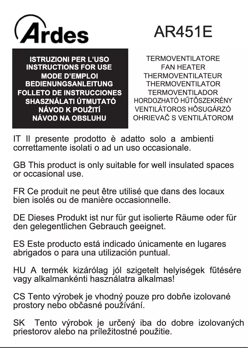 Página 1 del manual Manual de usuario Ardes AR451E