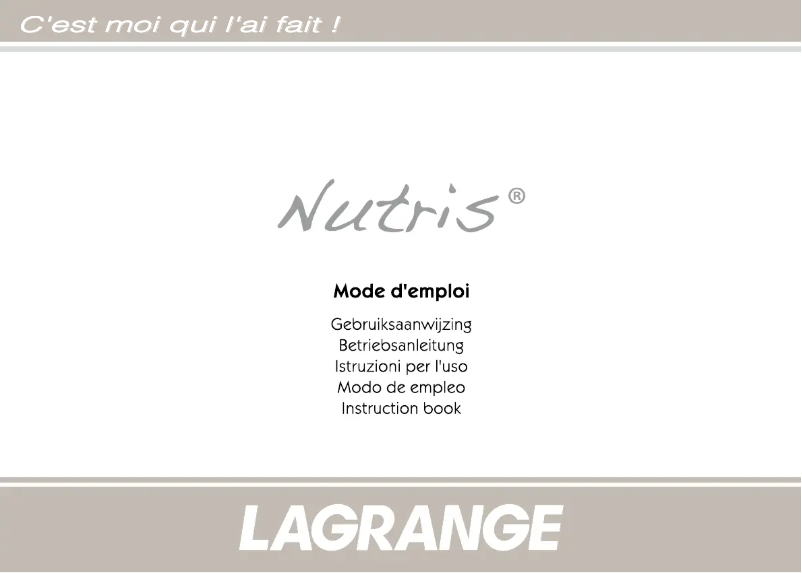 Page 1 de la notice Manuel utilisateur Lagrange Nutris