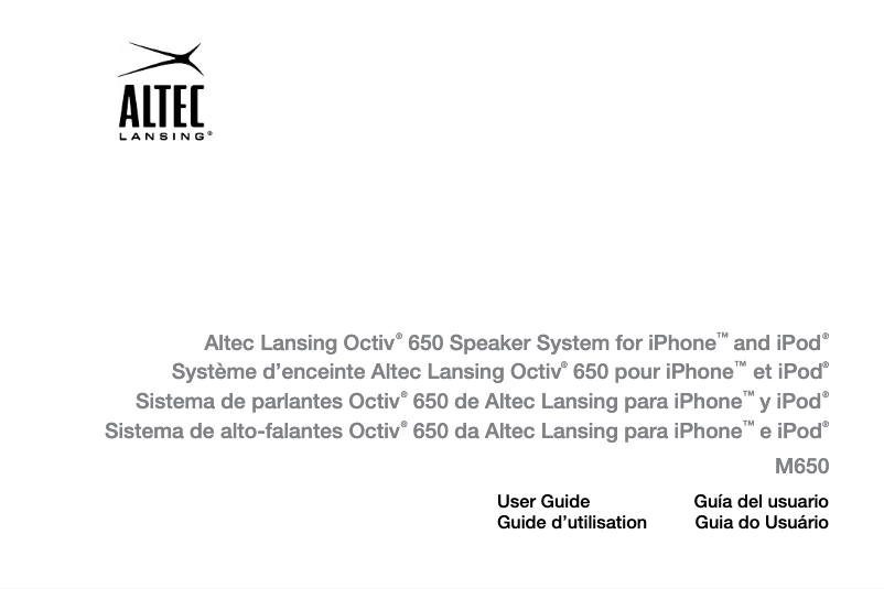 Página 1 del manual Manual de usuario Altec Lansing Octiv 650 M650EUK