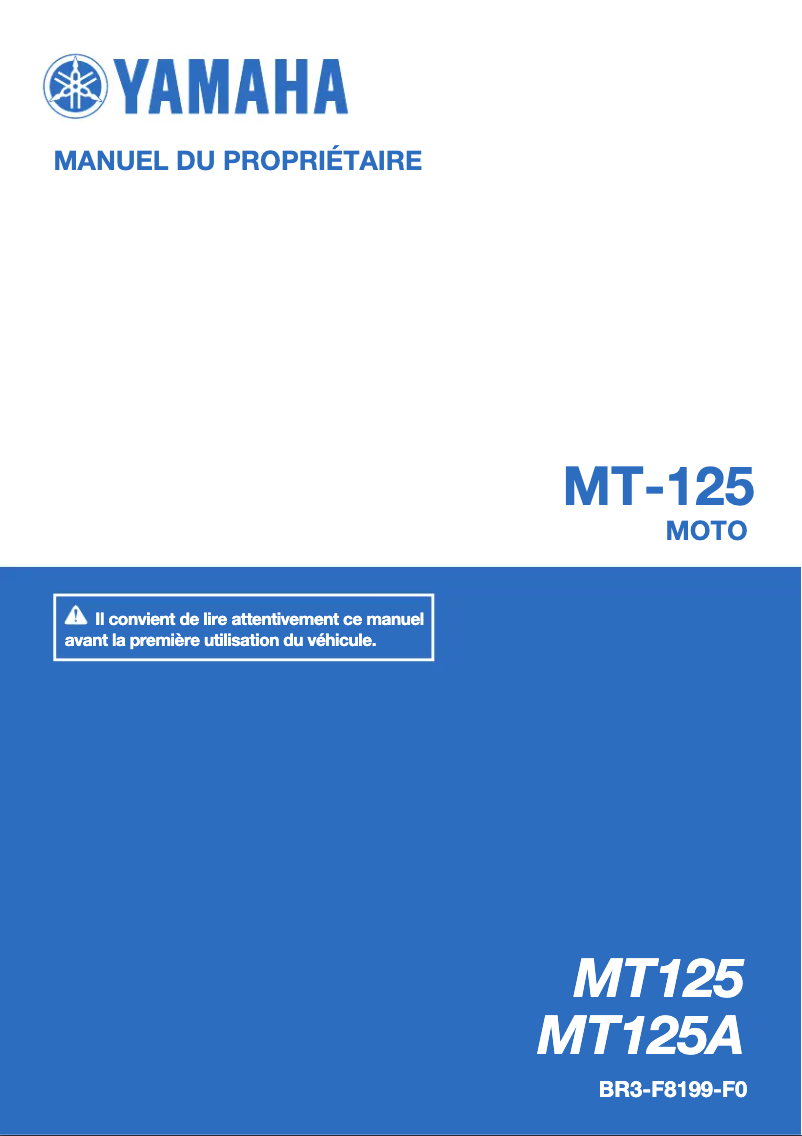 Image de la première page du manuel de l'appareil MT125 (2016)