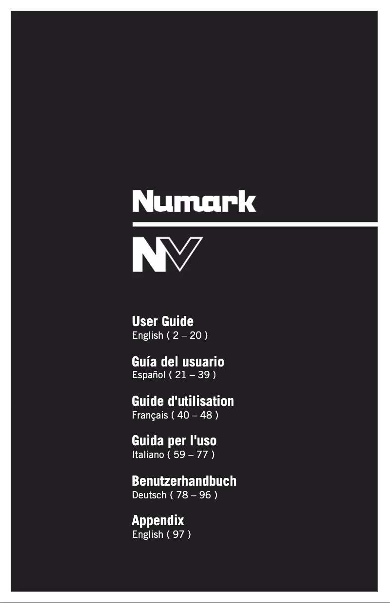 Page 1 de la notice Manuel utilisateur Numark NV