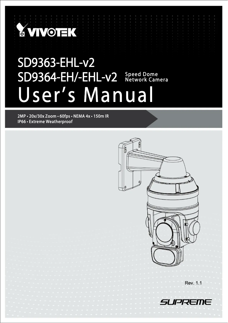 Page 1 de la notice Manuel utilisateur Vivotek SD9161-H