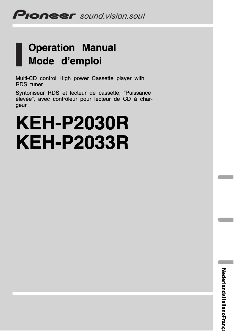 Image de la première page du manuel de l'appareil KEH-P2033R