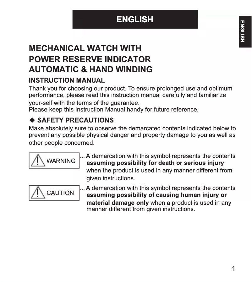 Page 1 de la notice Manuel utilisateur Orient Star Contemporary RE-AT0004S