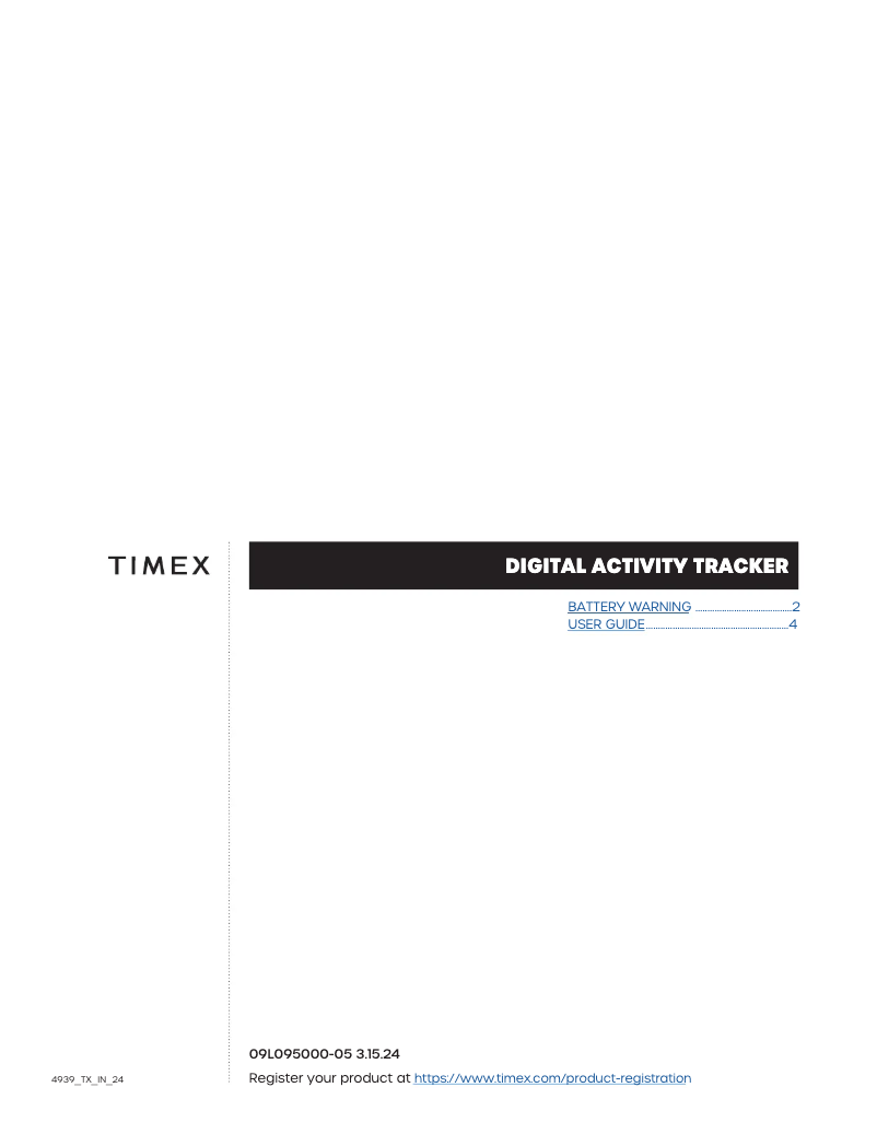 Page 1 de la notice Manuel utilisateur Timex Digital Activity Tracker
