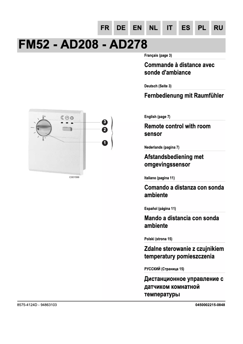 Page n°1 - Manuel utilisateur Remeha FM52