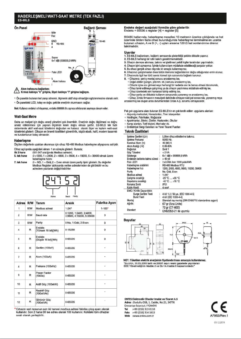 Page n°1 - Manuel utilisateur ENTES ES-80LS