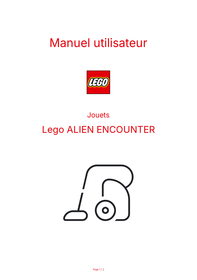 Page n°1 - Manuel utilisateur Lego ALIEN ENCOUNTER