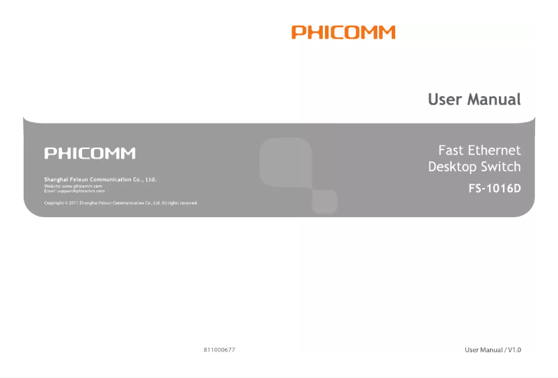 Page n°1 - Manuel utilisateur Phicomm FS-1016D