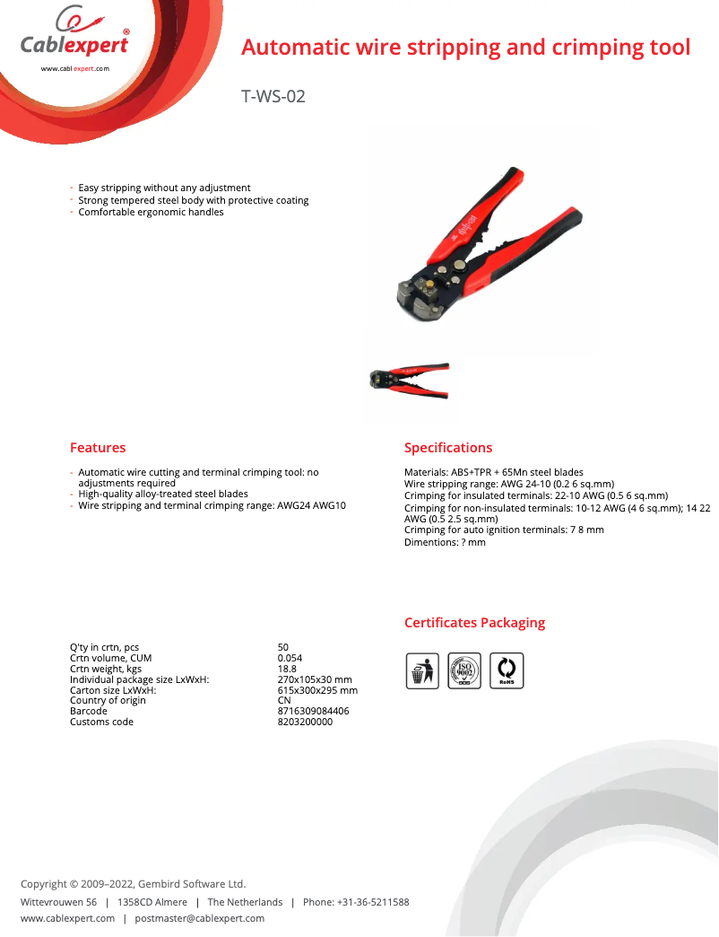 Page n°1 - Manuel utilisateur Gembird T-WS-02