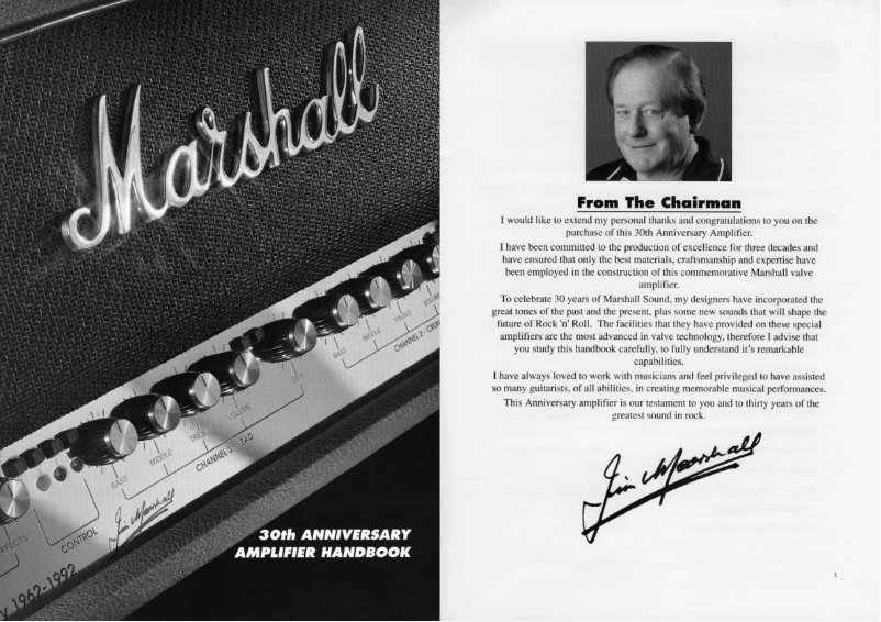 Page 1 de la notice Manuel utilisateur Marshall 30th Anniversary