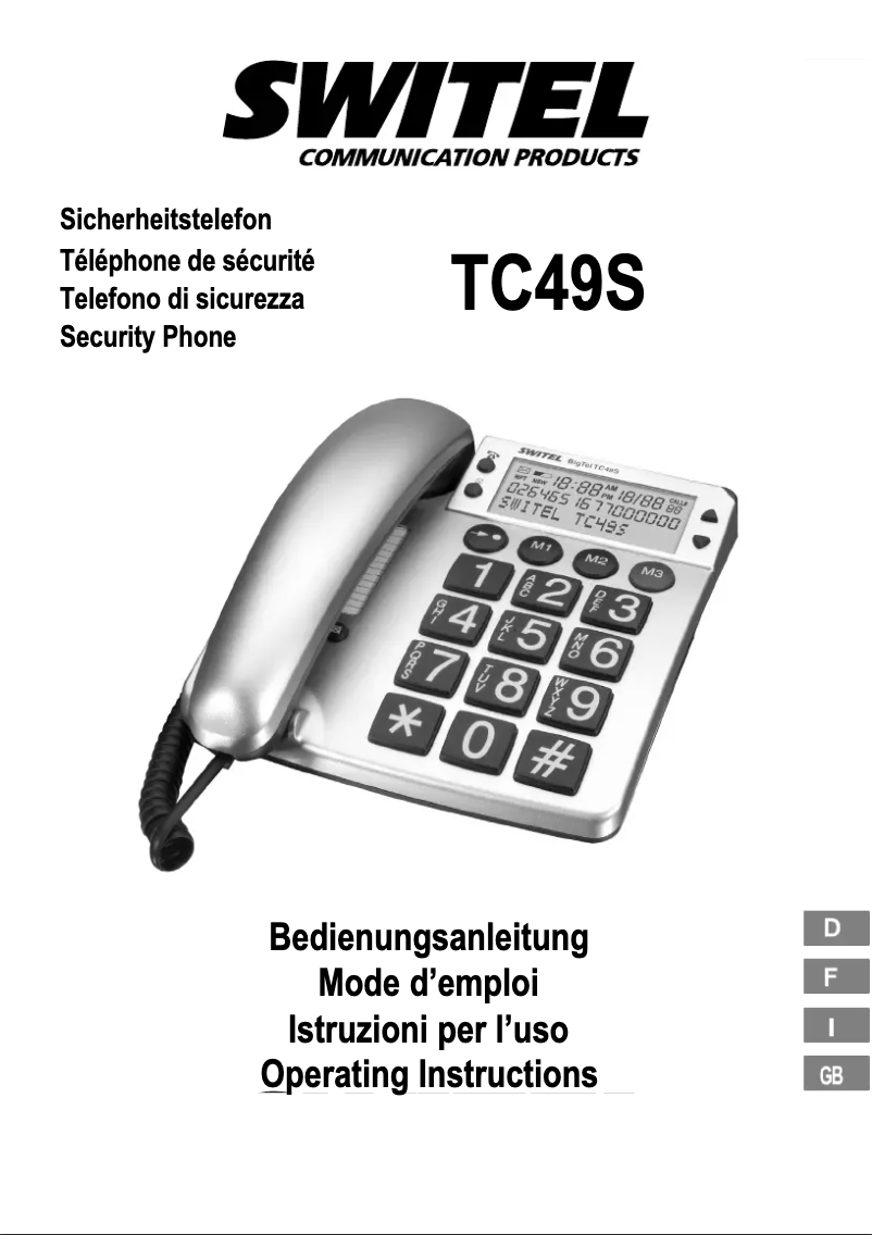 Page 1 de la notice Manuel utilisateur Switel TC49S