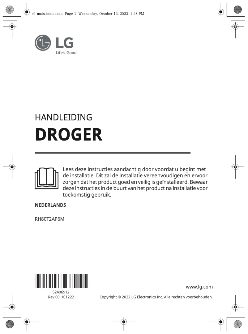 Page 1 de la notice Manuel utilisateur LG RH80T2AP6RM