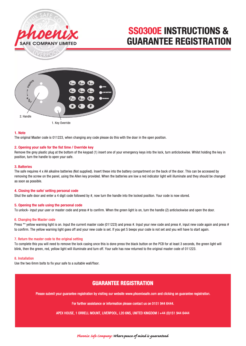 Page n°1 - Manuel utilisateur Phoenix SS0300E