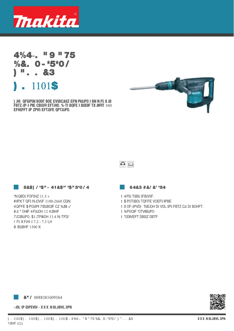 Page 1 de la notice Fiche technique Makita HM1101C
