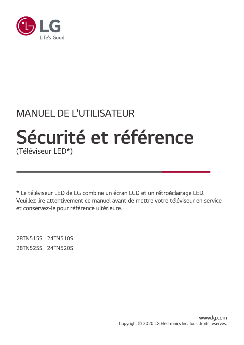 Page 1 de la notice Manuel utilisateur LG 28TN525S