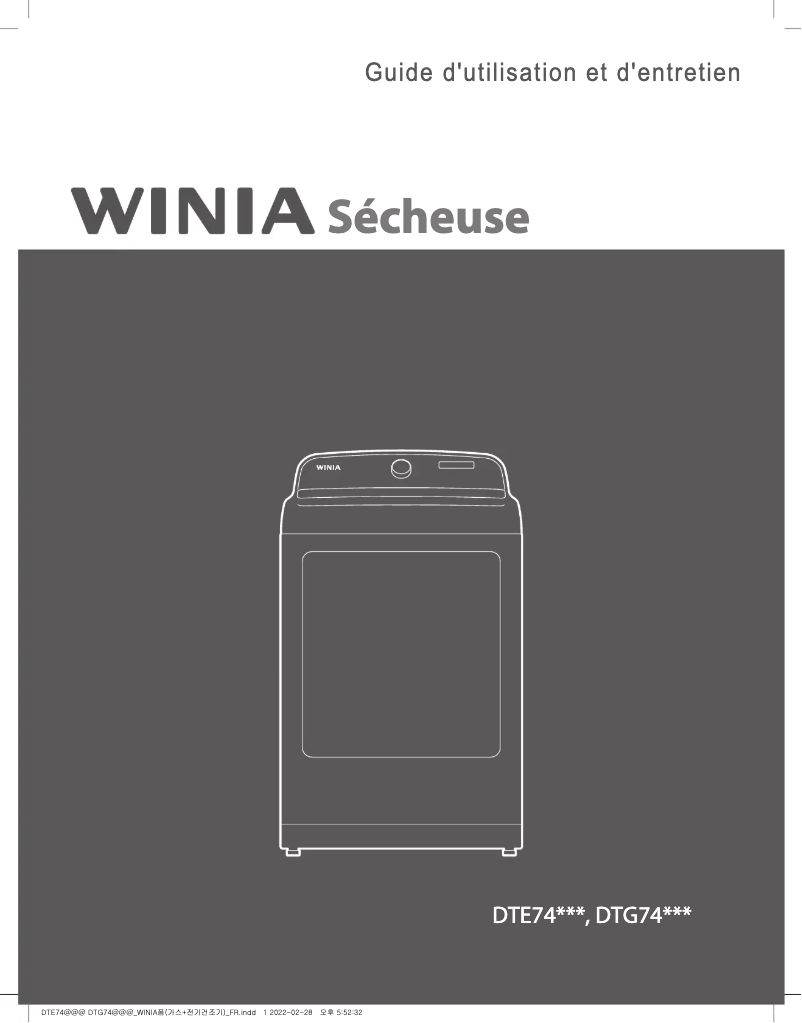 Page n°1 - Manuel utilisateur Winia DTE7421W