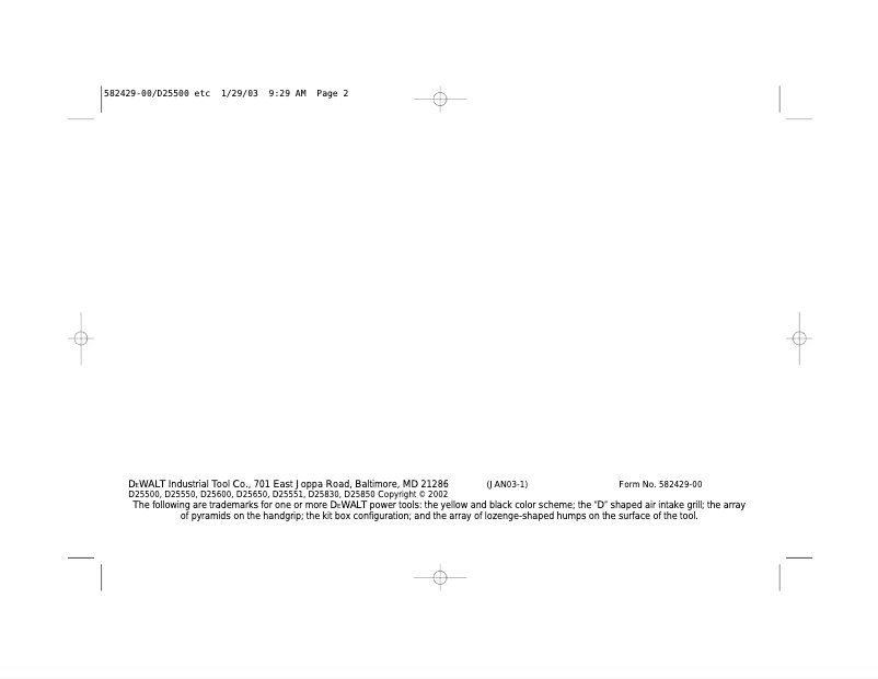 Page n°1 - Manuel utilisateur DeWalt D25650K