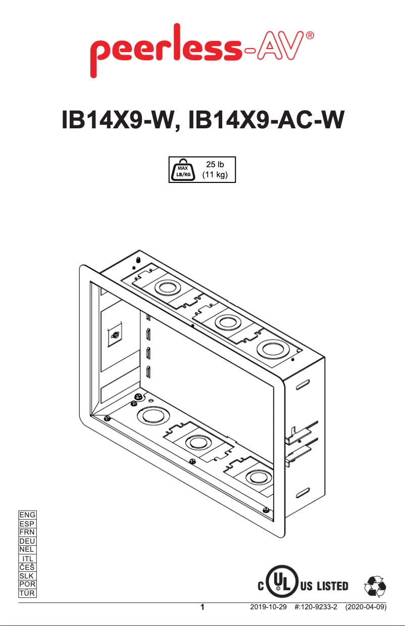 Page n°1 - Manuel utilisateur Peerless-AV IB14X9-W