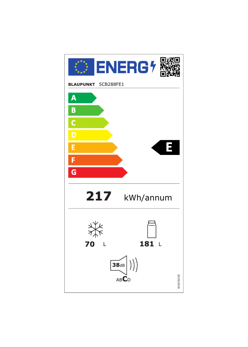 Página 1 del manual Etiqueta energética Blaupunkt 5CB288FE1