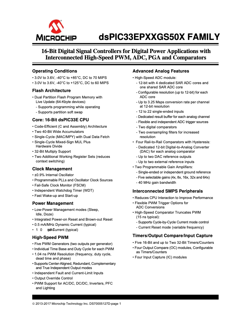 Page 1 de la notice Manuel utilisateur Microchip dsPIC33EP16GS506