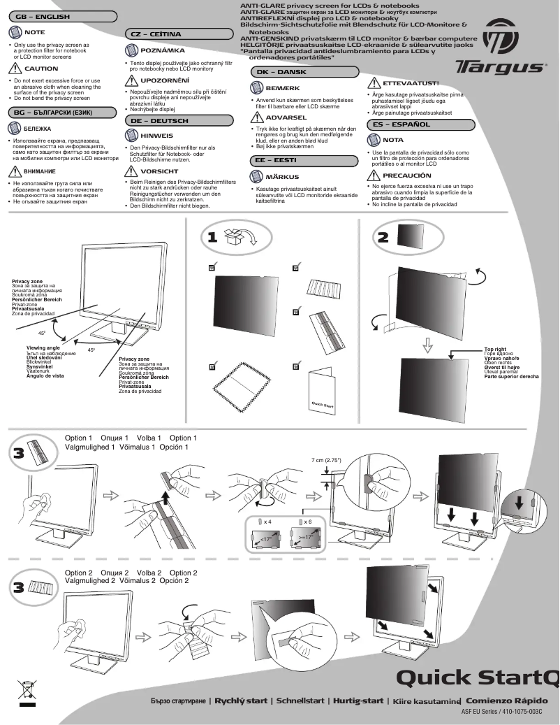 Page 1 de la notice Manuel utilisateur Targus ASF23W9EU