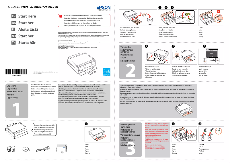 Página 1 del manual Guía de instalación Epson Stylus Photo PX730WD